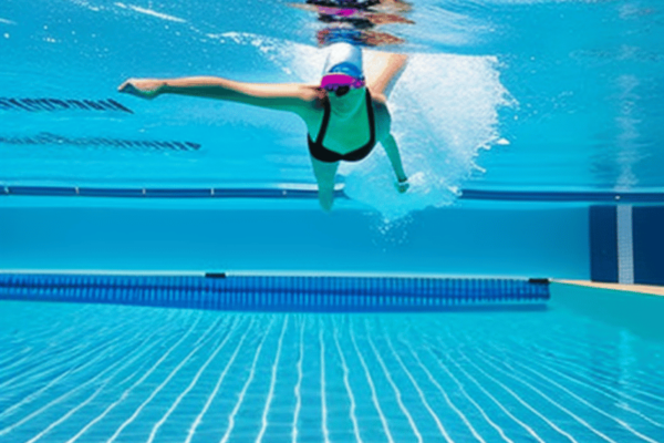 a person swimming laps in a swimming pool