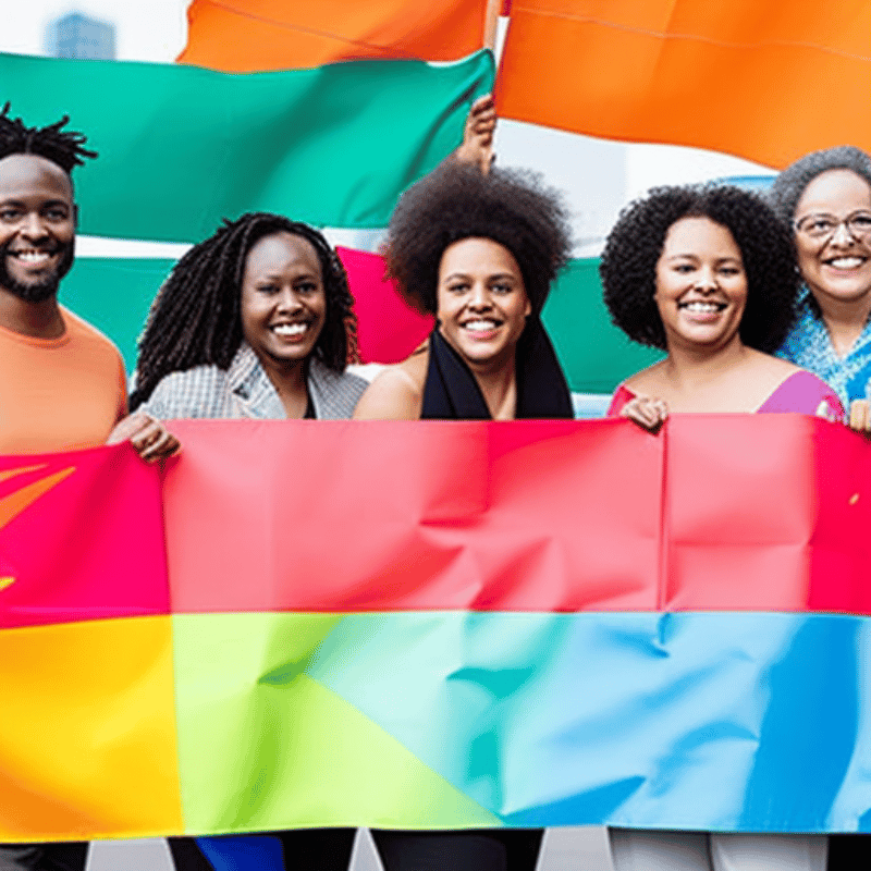 a group of individuals advocating for improved health outcomes for LGBTQ+ individuals